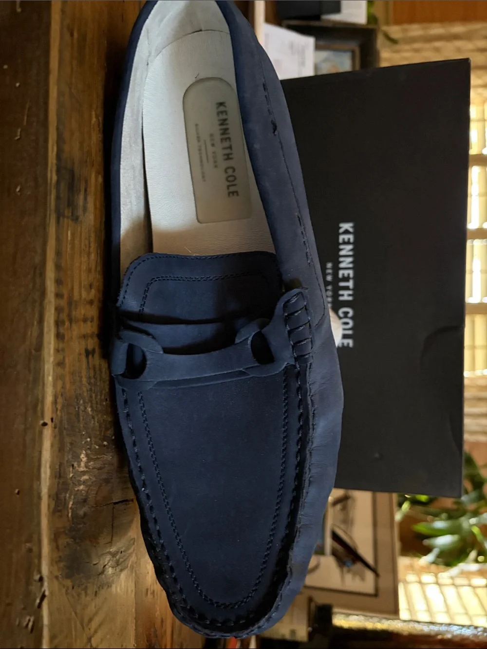 Kenneth Cole Navy Blue Suede Slip-On Driving Loafers.
